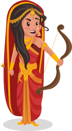 Draupadi holding bow  Illustration