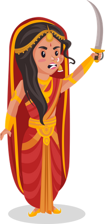 Draupadi holding sword  Illustration