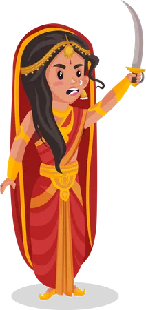 Draupadi holding sword  Illustration