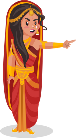 Draupadi pointant du doigt  Illustration