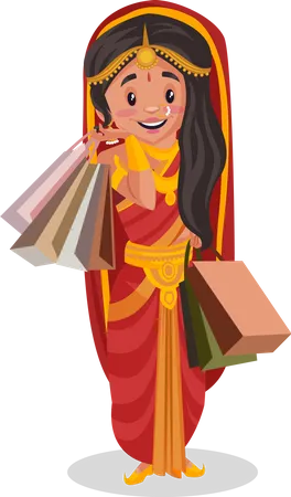 Draupadi sosteniendo bolsas de compras  Ilustración