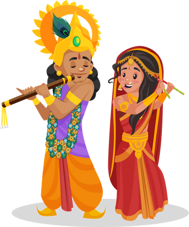 Draupadi standing near lord krishna  Illustration