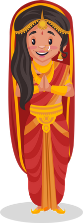 Draupadi stehend mit Namaste-Pose  Illustration