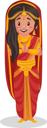 Draupadi stehend mit Namaste-Pose  Illustration