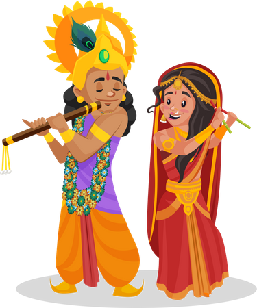 Draupadi steht neben Lord Krishna  Illustration