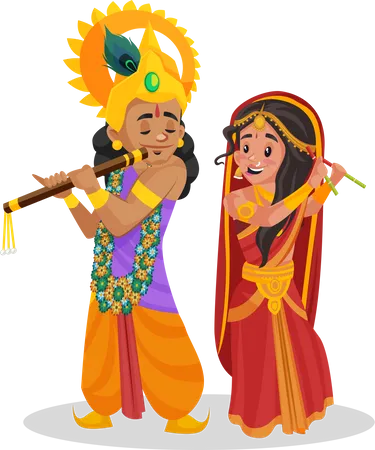 Draupadi steht neben Lord Krishna  Illustration