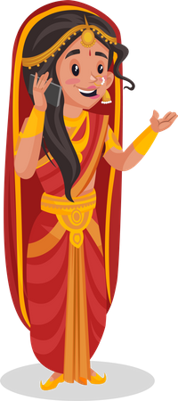 Draupadi talking on phone  Illustration