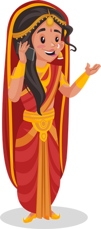 Draupadi telefoniert  Illustration