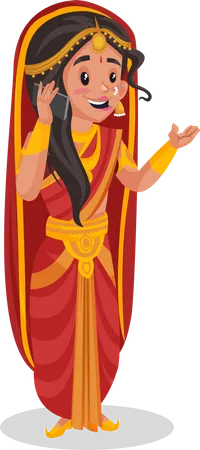 Draupadi telefoniert  Illustration