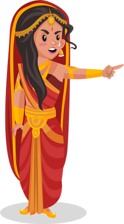 Draupadi zeigt mit dem Finger  Illustration