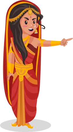 Draupadi zeigt mit dem Finger  Illustration