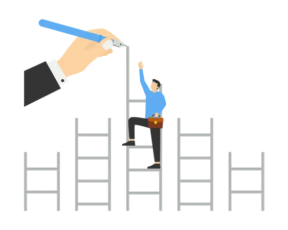 Draw The Ladder To Success Vector Illustration In Flat Style Illustration