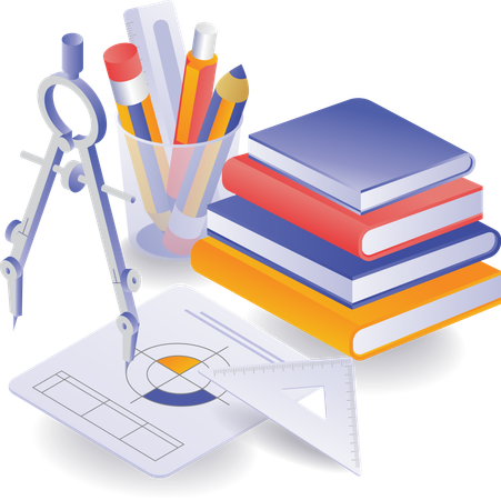 Drawing school educational equipment  Illustration