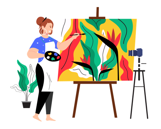 Drawing video content creator  Illustration