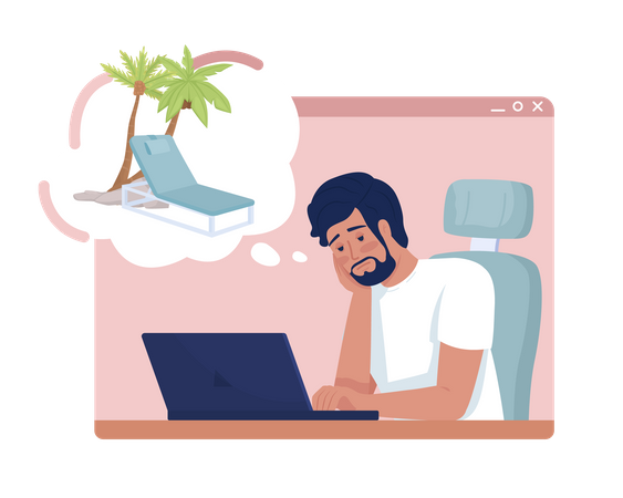 Dreaming about vacation  Illustration