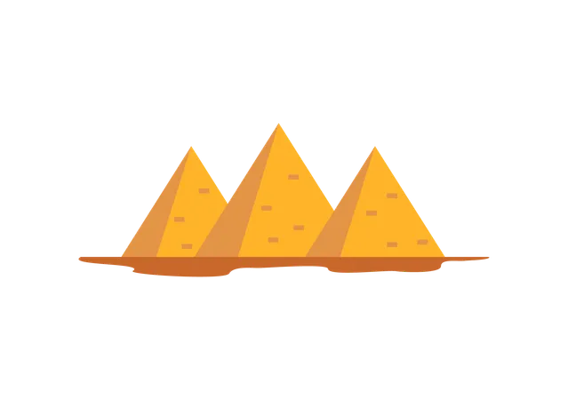 Drei ägyptische Pyramiden stehen in der Wüste  Illustration