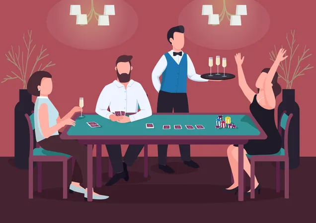 Drei Leute spielen Poker  Illustration