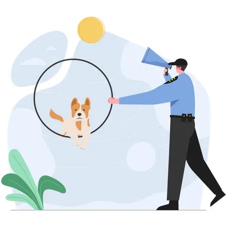 Dressage de chien policier  Illustration