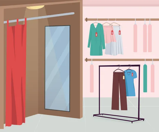 Dressing room in clothing store Illustration