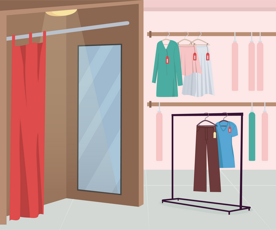 Dressing room in clothing store  Illustration