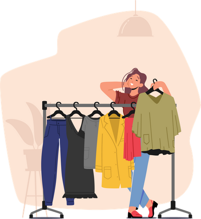 Dressmaker Female Collection on Hanger  Illustration