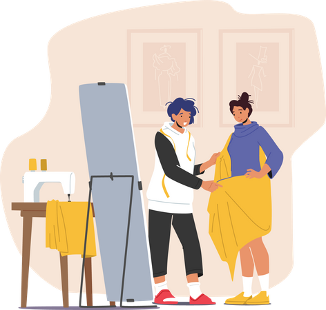 Dressmaker Projecting Dress  Illustration