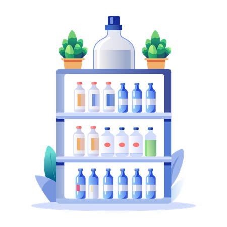 Drink Shelf in supermarket  Illustration