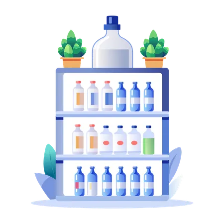 Drink Shelf in supermarket  Illustration