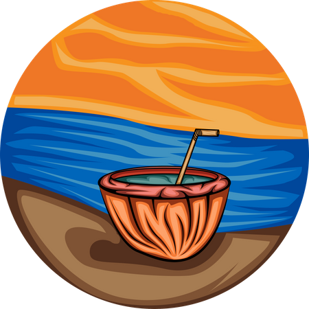 Drinking Coconut Water  Illustration