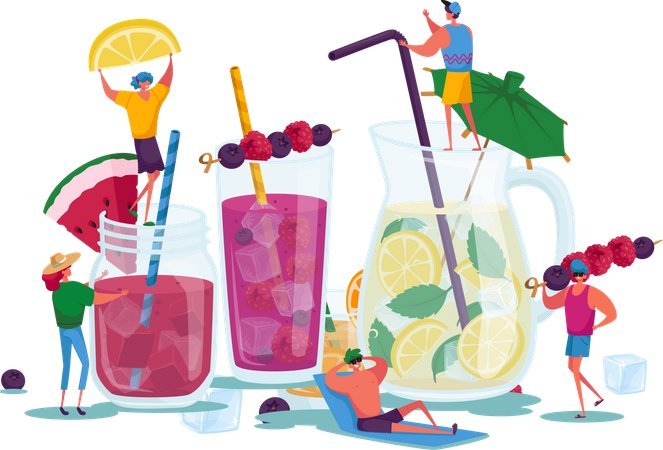 Drinking cold drinks during summer Illustration