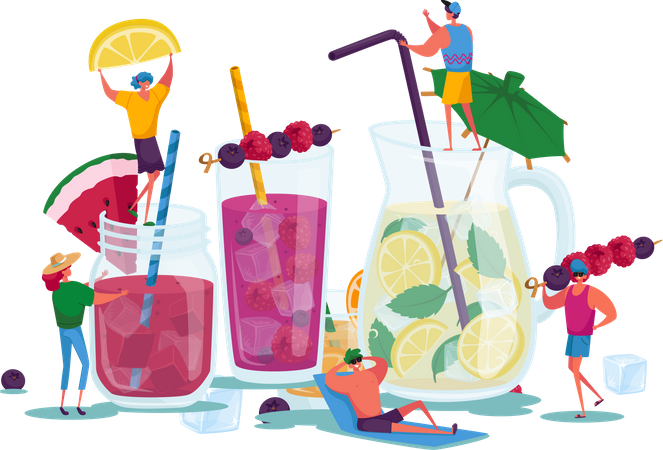 Drinking cold drinks during summer  Illustration