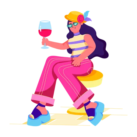 Trendy Flat Illustration Of Drinking Juice Illustration