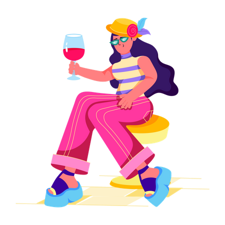 Drinking Juice  Illustration