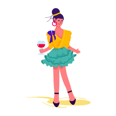 Drinking Wine  Illustration