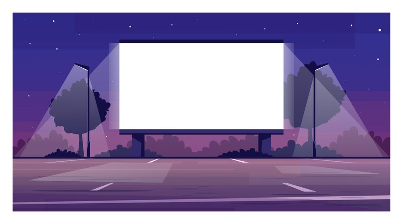 Drive in cinema screen Illustration