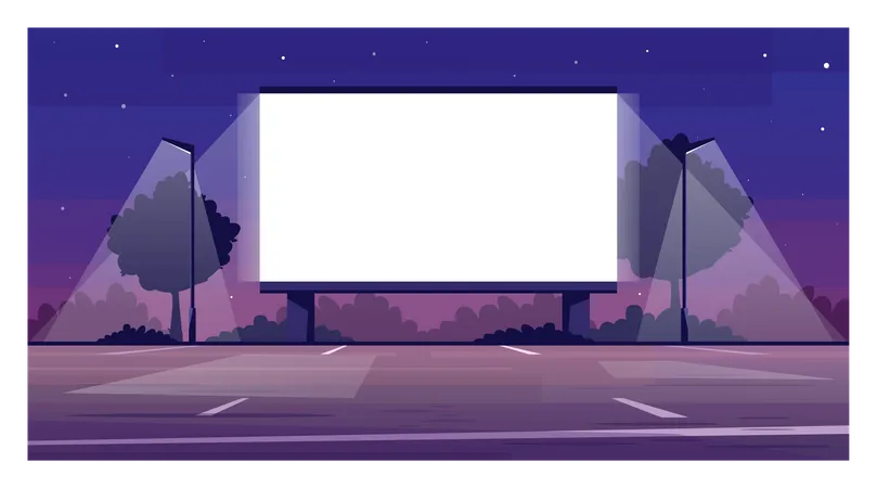 Drive in cinema screen Illustration