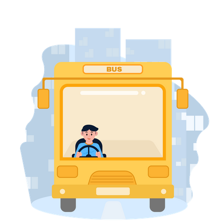 Driver driving city bus  Illustration
