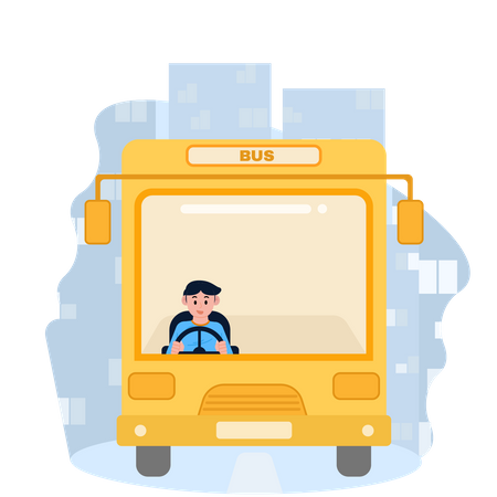 Driver driving city bus  Illustration