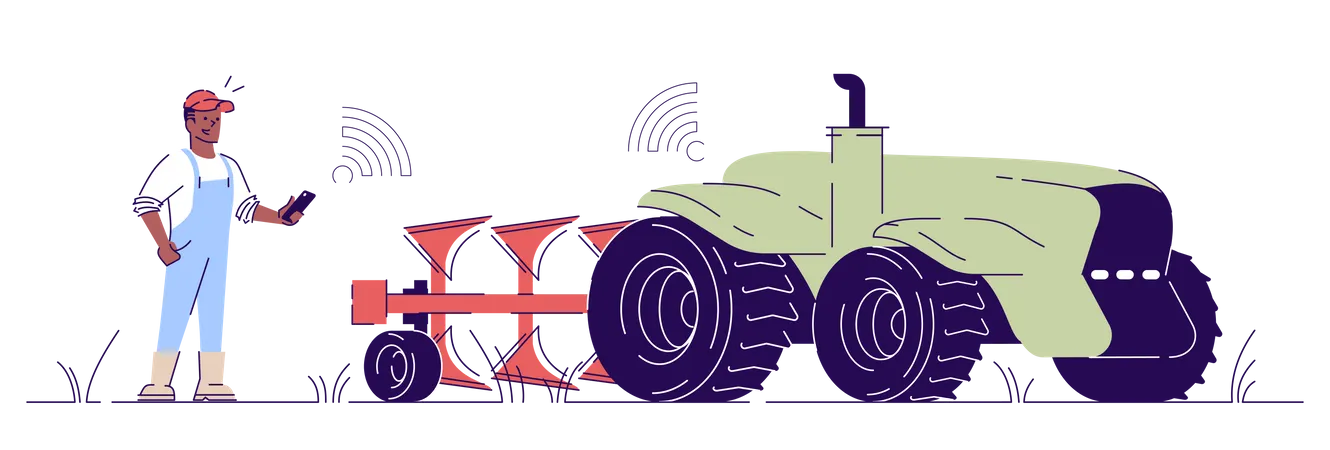 Driverless tractor Illustration