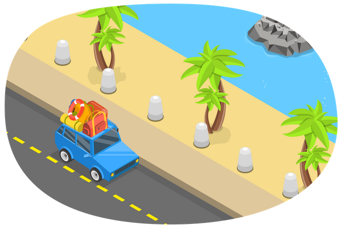 Driving Along at Ocean Road  Illustration