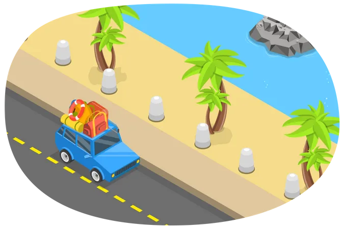 Driving Along at Ocean Road  Illustration