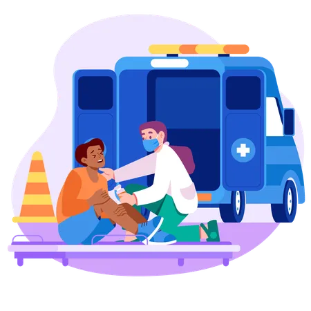 An Illustration Of Driving Ambulance To Patient Illustration