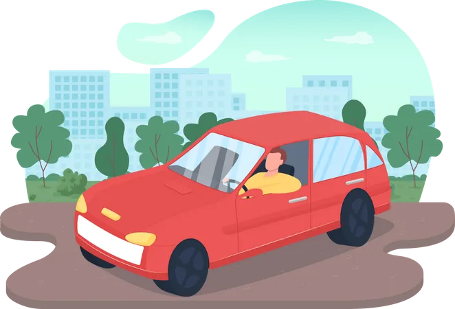 Driving car  Illustration