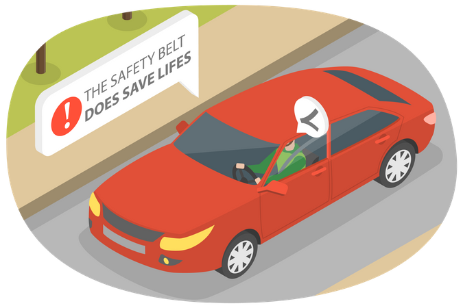 Driving safety rules to wear seatbelt  Illustration