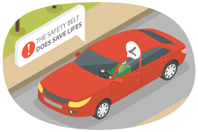 Driving safety rules to wear seatbelt  Illustration