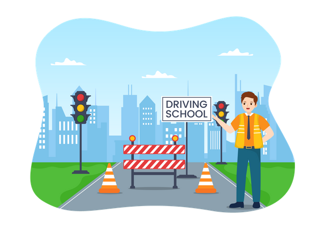 Driving School instructor  Illustration