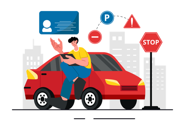 Driving School Techer  Illustration