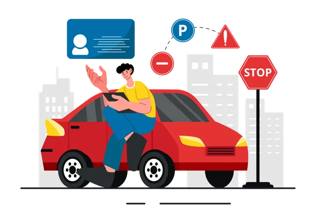 Driving School Techer  Illustration