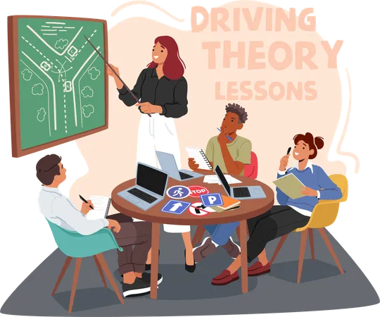 Driving theory lessons  Illustration