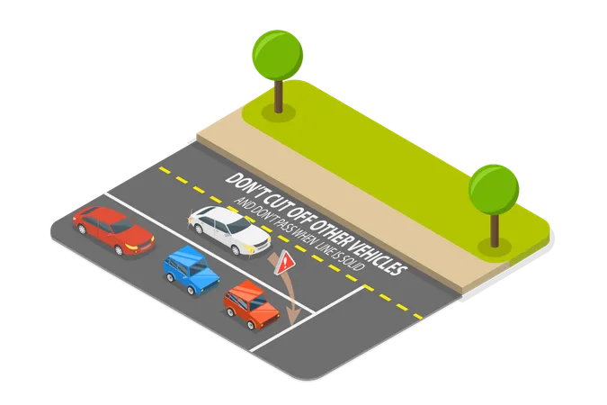 3 D Isometric Flat Vector Illustration Of Driving Tips Safety Rules On Roads Illustration
